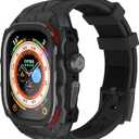 Luxury Metal Case for Apple Watch Ultra 49mm Band with Cover Heavy Duty Rugged Case Silicon Strap for men Full Protective Cover