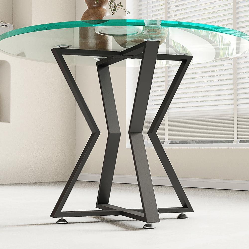 28 Inch Modern Table Base Metal Pedestal Dinning Table Legs with Suction Cups, Commercial Heavy Duty Restaurant Desk Base for Marble,Glass,Wood Top for Home,Kitchen,Coffee Table (Black, 30")