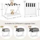 Luggage Rack for Guest Room - 1 Pack 26.77" L Full Assembled Luggage Rack Stand for Suitcases, Foldable Luggage Holder with Shoe Shelf for Bedroom, Hotel (White Bamboo Suitcase Stand)