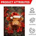 Christmas Highland Cow House Flag 28x40 Inch Double Sided Large Burlap Holiday Yard Flag, Outdoor Rustic Farmhouse Christmas Decor