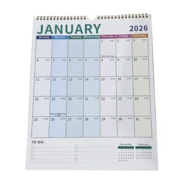 2026 Wall Calendar, 14.5" x 11.5", Spiral Binding, Large