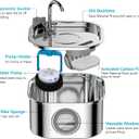 Cat Water Fountain Stainless Steel: 108oz/3.2L Automatic Pet Water Fountain - Dog Water Dispenser with Water Level Window - for Cats Inside with 8 Replacement Filters and 8 Sponges