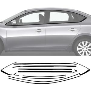 Stainless Steel Window Trim Chrome Delete for Nissan Sentra 2013-2019 Black Window Trim Blackout Kit