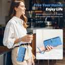 TwoHead for Samsung Galaxy S25 Wallet Case with Card Holder, Detachable Magnetic Phone Case for S25,PU Leather All-Round Protective Phone Case Wallet with Wrist Strap(6.2 in,Sky Blue)