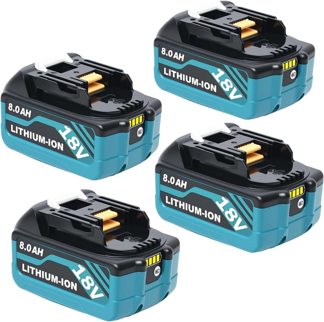 4-Pack 8000mAh Replace for Makita 18V Battery Compatible for Makita 18Volt Battery BL1860B BL1850B BL1840B BL1830B BL1815B Cordless Tools