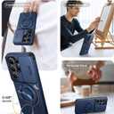 JAME for Samsung Galaxy S26 Ultra Case, Ring Holder Stand Kickstand, Slide Camera Cover with Screen Protector, Dual-Layer Shockproof Protective Magnetic Accessory Friendly S26 Ultra Phone Case, Blue