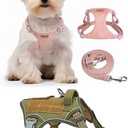 Dog Harness and Leash Set,Adjustable Puppy Harness with Multifunction Pink Dog Leash and Dog Collar,BUMBIN Dog Harness for Large Dogs No Pull, Tactical Dog Harness Adjustable Dog Vest Harness,