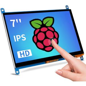 Raspberry Pi Screen 7inch Monitor IPS 1024x600 HDMI Capacative 7'' Touch Screen Monitors Compatible with 3B+/3/2 B/B+/ Banana Pi Windows10/8.1/8/7 Driver Free 5-Point Raspberry pi Display