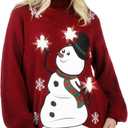Giggling Getup Ugly Christmas Sweater Dress for Women, LED Christmas Pullover 2025, Loose Women Turtleneck Sweater (Large, Red)