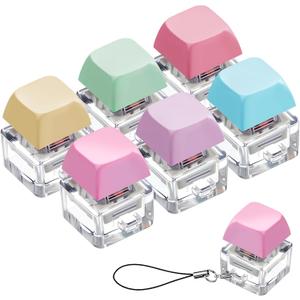 Taiyin 6 Pcs Keyboard Toy Clicker Keyboard Fidget Keychain Decompression Toys Button Stress Relief Gifts for Adult to Relief Stress Pass the Time (Nomal Style,Macaron Colors)