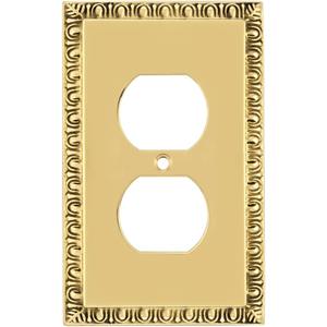Nostalgic Warehouse Egg & Dart Deco Electrical Outlet Switch Plate Cover (Polished Brass)