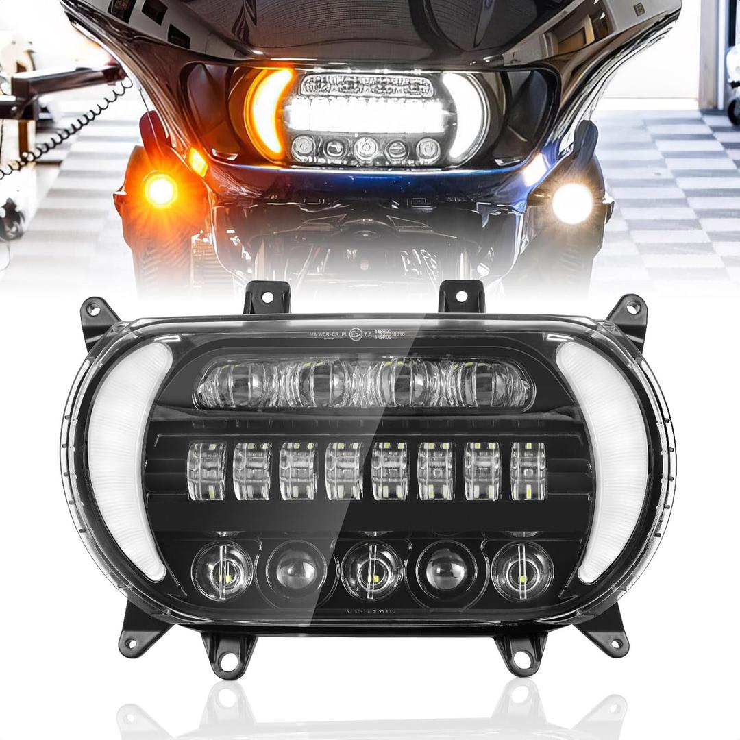 Road Glide LED Headlight Motorcycle Head Light Front Lamp Turn Signals Daytime Running Lights Fit for Harley Touring Road Glide 2015-2023