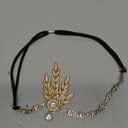 BABEYOND Art Deco 1920's Flapper Great Gatsby Inspired Leaf Medallion Pearl Headpiece Headband Gold