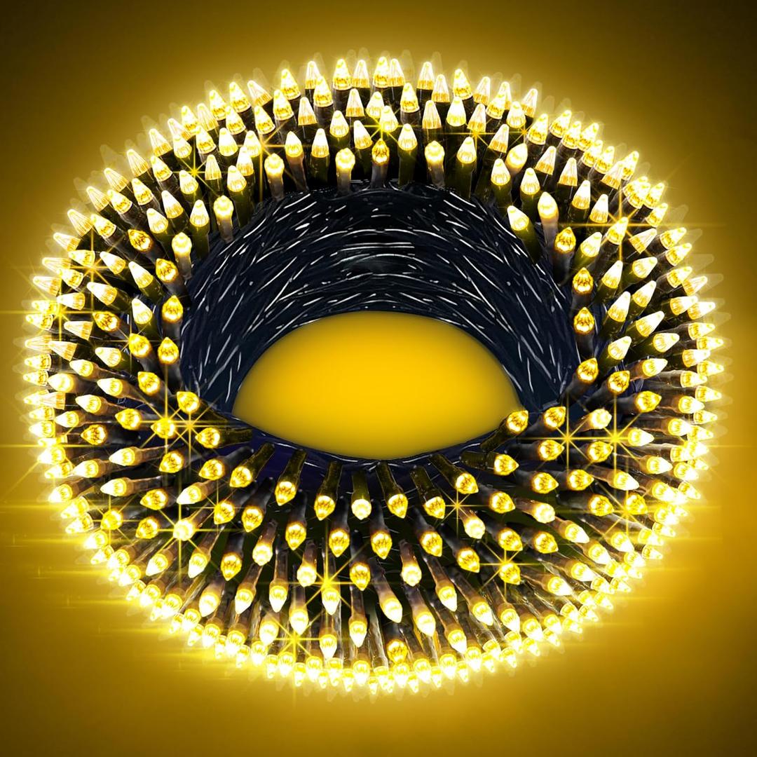 300LED String Lights - Indoor/Outdoor Use, 8 Modes, 100FT Fairy Lights, IP44 Waterproof for Xmas Patio Yard Fence Deck Balcony Garden Decor - Warm White