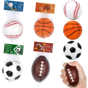 Hooqict 16 Pack Stress Balls Valentines Day Cards for Kids Classroom Gifts Basketball Baseball Soccer Football Stress Balls Party Favors Mini Foam Sports Balls for Pinata Filler Goodie Bag Stuffers