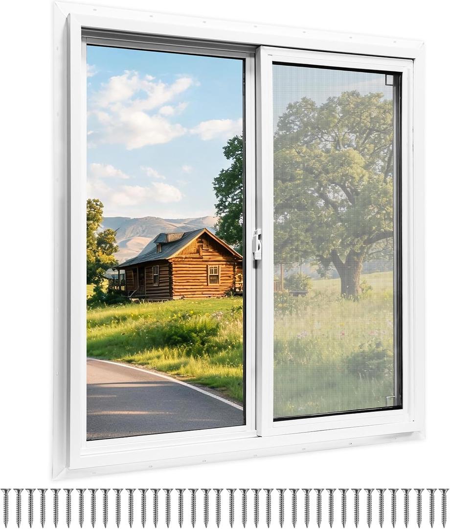 NeatiEase Basement Window, 24" x 24" Heavy Duty Vinyl Sliding Windows with Double Pane Insulated Tempered Glass and Fiberglass Screen for Basement, Bathroom, Garage, Shed, Home Replacement (White)