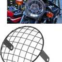 Acouto 8" Headlight Grille Motorcycle 8 Inch Headlight Mesh Grill Cover Side Mount Universal Lamp Mask Protector for Cafe Racer Motorcycle Headlight Guard(Black)
