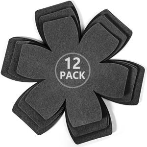 Felt Pot and Pan Protectors - Set of 12 and 3 Different Sizes Felt Pan Protectors for Stacking, Larger & Wider Pot and Pan Protectors, Pan Separators Protectors, Pot Separators for Stacking, Deep Gray