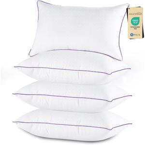 JOLLYVOGUE Pillows Standard Size Set of 4, Washable Supportive Full Size Bed Pillows with Super Soft Down Alternative Fill, Luxury Fluffy Hotel Quality for Side, Back and Stomach Sleepers