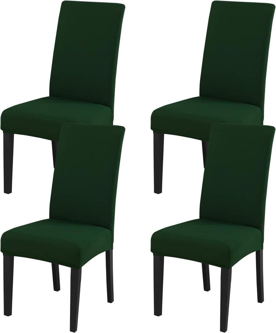 JQinHome Chair Covers for Dining Chairs, High Stretch Removable Washable Chair Protector Cover Set of 4, Chair Slipcovers for Dining Room, Kitchen,Home Party,Wedding Ceremony(Hunter Green, 4PC) JQinHome Chair Covers for Dining Chairs, High Stretch Removable Washable Chair Protector Cover Set of 4, Chair Slipcovers for Dining Room, Kitchen,Home Party,Wedding Ceremony(Hunter Green, 4PC)