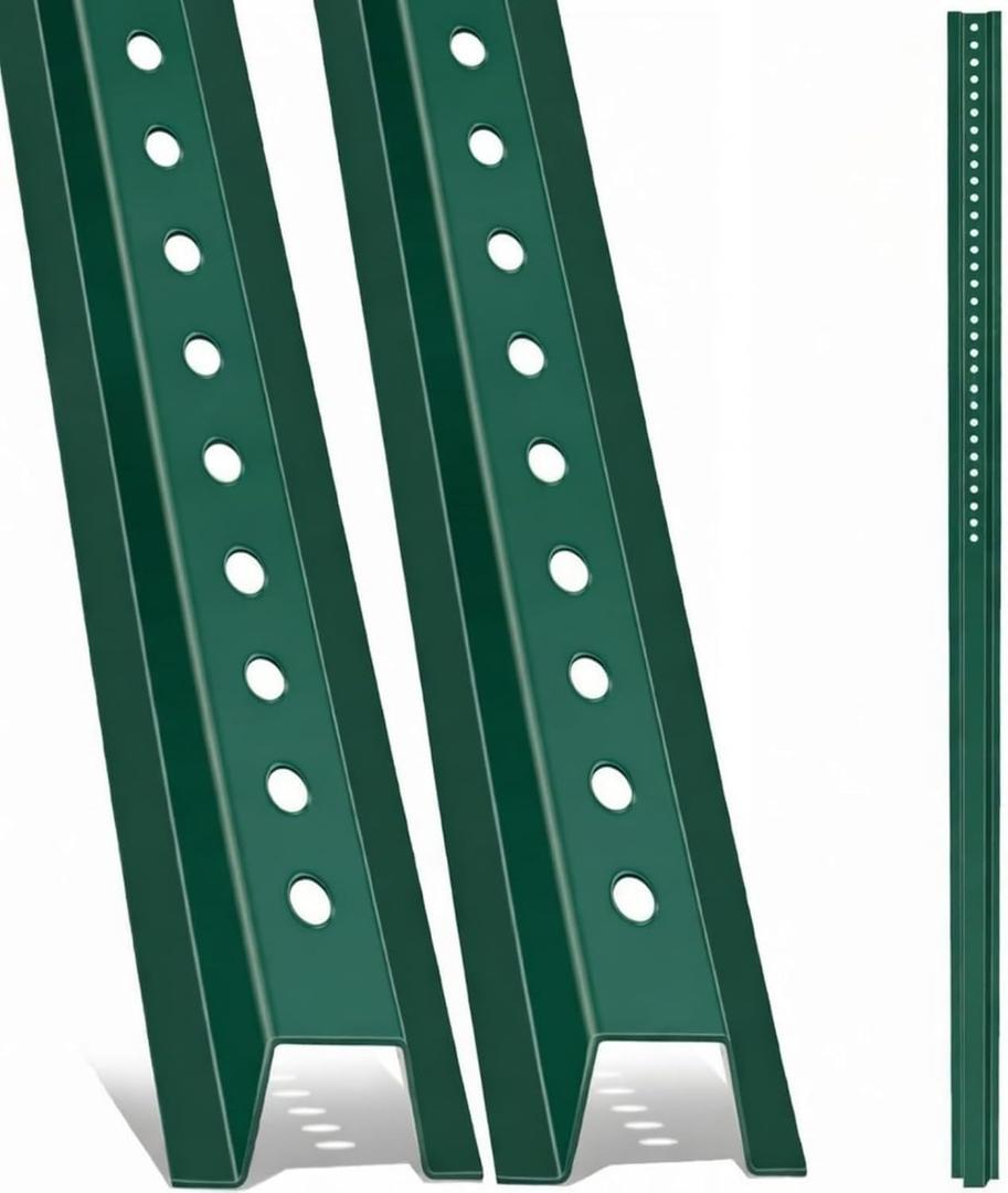 Gisafai 2 Pack 4ft U Channel Sign Post 1.12lb Metal Steel with Galvanized Coating Heavy Duty Sign Post for Outside, Garden, Courtyard, Farm, Easy Mounting Traffic Intersection (Green)