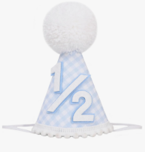 Blue White Gingham Birthday Hat