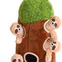 Interactive Squeaky Dog Toys Plush Sloth Dog Toy, Stuffing Woodland Friends Burrow, Squeaky Plush Dog Toy for Small Medium Large Dogs (Large)