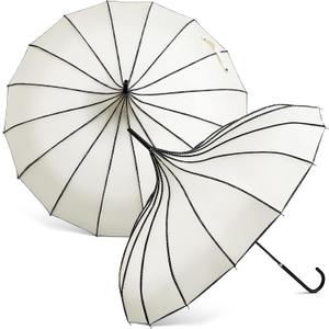 Queekay 2 Pcs Gothic Pagoda Umbrella 36" Large Retro Parasol for Rain or Sun, Wedding Umbrella, Vampire & Gothic Lover Gifts