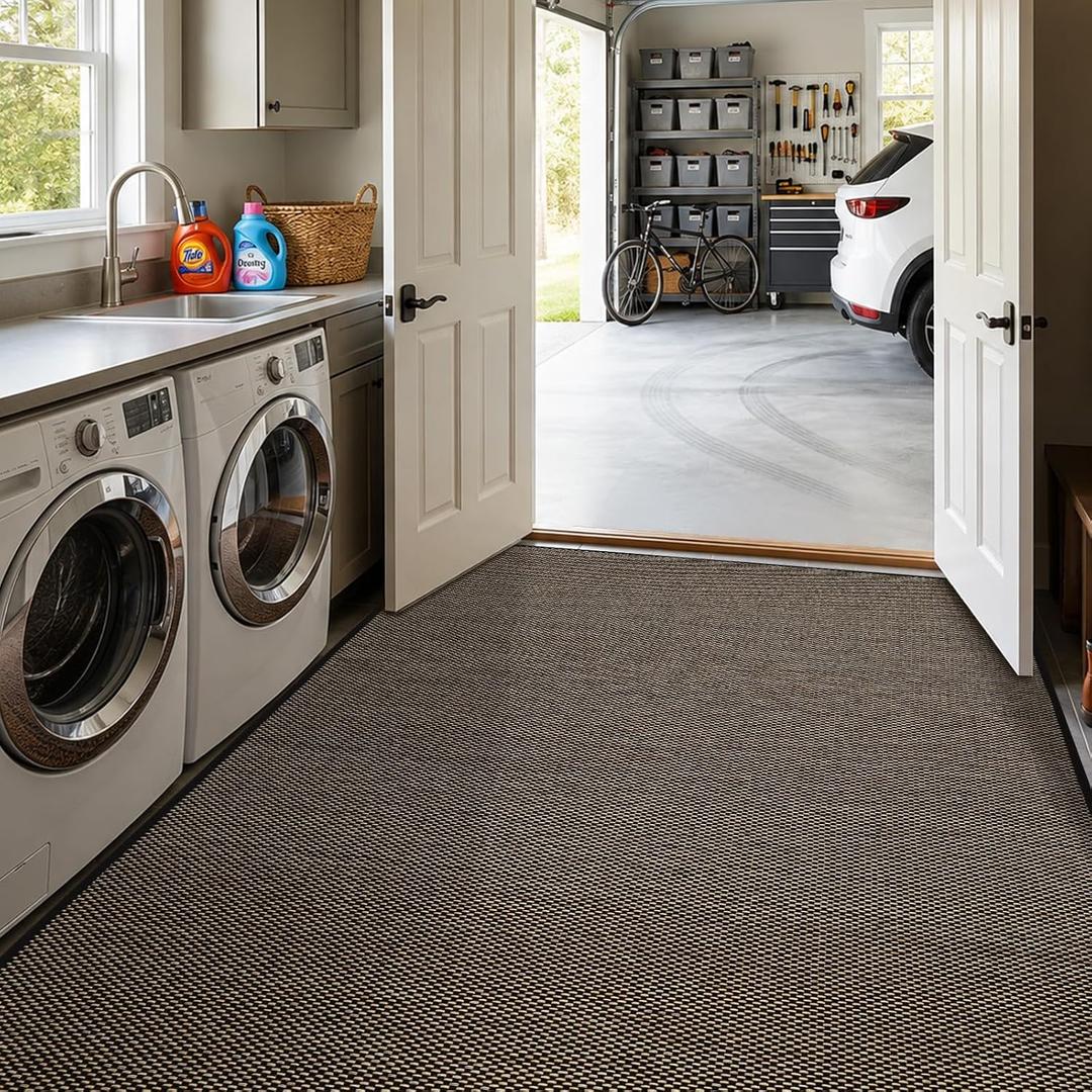 5′ x 7′ Large Indoor Door Mat, Ultra Thin Linen-Look Non-Slip Entryway Rug