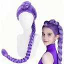 incohair Purple Braid Wig for Girls, Long Purple Cosplay Wig for Halloween Costume Party