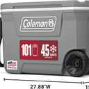 Coleman Classic Series Insulated Portable Rolling Cooler with Wheels, Leak-Resistant Outdoor Hard Cooler Keeps Ice up to 5 Days, 62-Quart