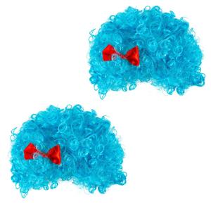 NUMJAW 2 Pcs Blue Wigs for Thing 1 Cosplay Accessories - Curly Funky Afro Costume Wig for Reading Week, Halloween and Thing One Party