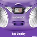 Magnavox MD6924 Portable Top Loading CD Boombox with AM/FM Stereo Radio in Black | CD-R/CD-RW Compatible | LED Display | AUX Port Supported | Programmable CD Player | (Purple)