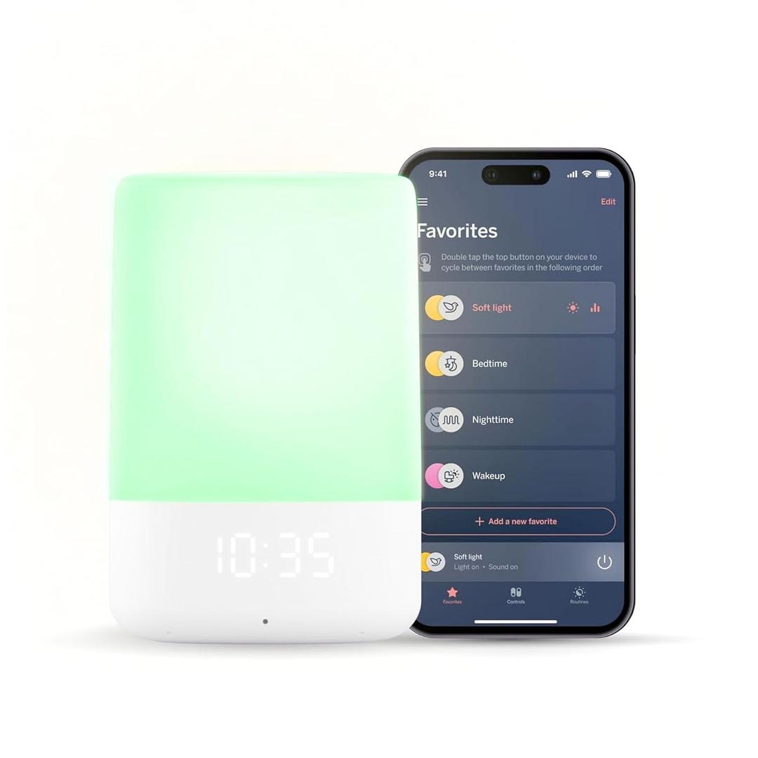 Nanit Sound and Light Smart Baby Night Light and Sound Machine | Audio Monitor | Cry Detection Alert Feature | OK to Wake Alarm Clock for Kids | Temp & Humidity Tracking | Rechargeable Battery | WiFi
