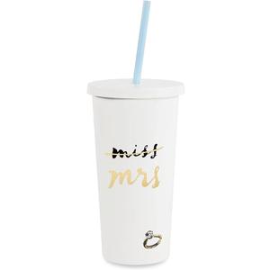 kate spade new york 20 oz Acrylic Miss to Mrs. Tumbler Bundle with 8.25" x 5.25" Bridal Journal with 200 Lined Pages, Miss to Mrs.