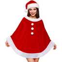 Berlune Christmas Women Santa Claus Costumes Velvet Dress No Hat Adults Women Costumes Outfit, M Size