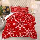 Christmas Comforter Set Queen: Christmas Snowflakes Red Bedding Sets for Teen Girls Women Bedroom Xmas Festival Quilt Winter Snow Duvet Bed Set 1 Comforter & 2 Pillowcases