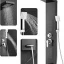 ROVOGO Shower Panel Tower System with Rainfall Shower, Body Jets, Handheld and Tub Spout, High Pressure Shower Column Stainless Steel, 46.5 in. Black