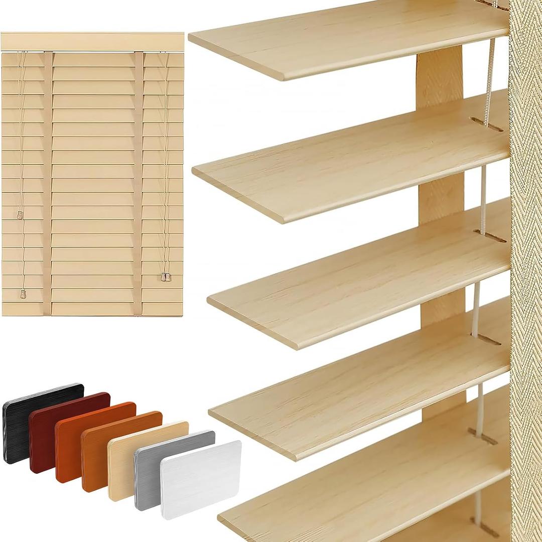 2" Slats Wood Blinds for Indoor Windows: Solid Wooden Blackout Blinds & Shades,Black Out Privacy Horizontal Blinds for Home Bedroom Bathroom Living Room Windows and Doors 33.5" WX64 H Beige