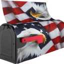 American Flag Welcome Magnetic Mailbox Cover, Mailbox Wrap Decorative for Garden Yard Home 25.5x21 in