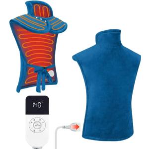 Weighted Heating Pad for Neck and Shoulder, Extra Large Heating Pad for Back Pain Relief 23.6 x 37.4, Auto Shut-Off, Fast Heating (86-140 Heating Range), Heated Neck Wrap Gifts for Women Men (23.6"W x 37.4"H, Navy Blue)