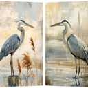 ZQQART 2 Pieces Blue Heron Canvas Wall Art Heron on Beach Canvas Painting Art Coastal Birds Picture Prints Farmhouse Bathroom Wall Decor Framed(Blue,20.00"x30.00"x2Pcs)