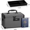 Medicine Lock Box with Code, Medication Lock Box with Removable Tray & Pocket Bag, Portable First Aid Box for Home, 12 * 7.7 * 7.9 Inch (Black)