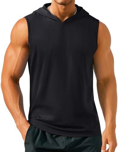 TACVASEN Mens Hoodies Sleeveless T-Shirts Cotton Tank Top Muscle Tee Lightweight Summer Shirt M