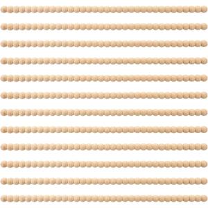 Nuanchu 12 Pcs Decorative Beaded Wood Trim Molding Half Wooden Beads Bobbin Trims 15.75 Inch Unfinished 3D Pearl Paintable Wood Molding for DIY Crafts Home Wall Cabinet Shelf Window Door (14 mm)