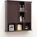 TaoHFE Brown Medicine Cabinets,Bathroom Wall Cabinet with 2 Door Adjustable Shelves,Over The Toilet Storage Cabinet,Espresso Bathroom Cabinet Wall Mounted for Laundry Room Kitchen