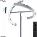 Silver Floor Lamps for Living Room, Stepless Dimmable Standing Lamp with Touch Remote Control, 22W Rotatable LED Floor Light Tall Uplighter for Bedroom Office, 69'' Modern Room Light