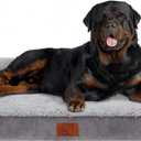 Bolster Dog Bed for Extra Large Dogs, Memory Foam Orthopedic L-Shape Dog beds with Removable Washable Cover, Cozy Plush Pet Bed with Waterproof Lining and Nonskid Bottom (Grey)