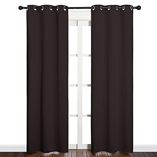 NICETOWN Thermal Curtains 84" Long, Energy Smart Thermal Insulated Solid Grommet Blackout Curtains/Drapes Window Panels (2 Panels, 34-inch x 84-inch, Toffee Brown)