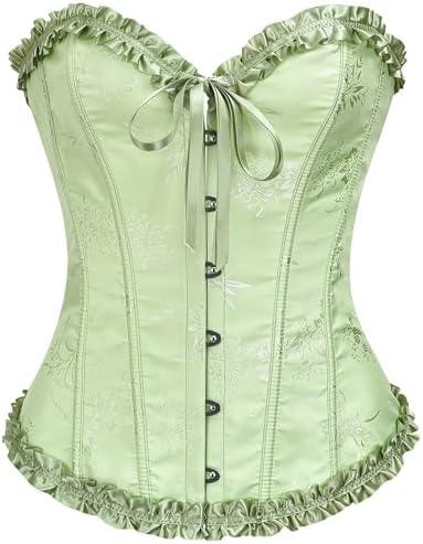 SZIVYSHI Corset Tops for Women, Bustier Shapewear Lingerie, Lace Waist Push Up Bodysuit M